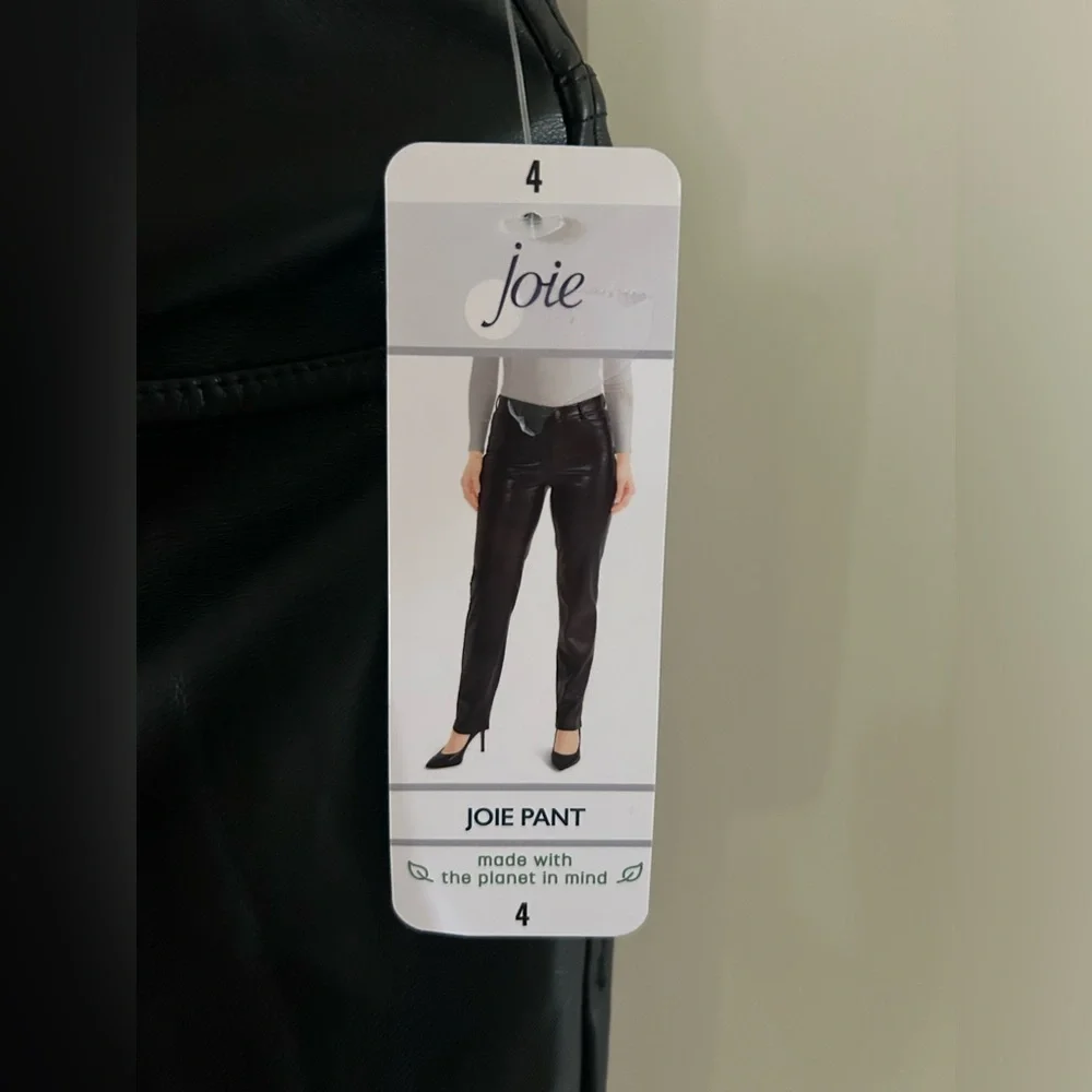 Joie Black Faux Leather Pants Womens 4 NWT - Picture 4 of 11